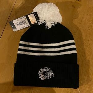 Blackhawks winter hat.